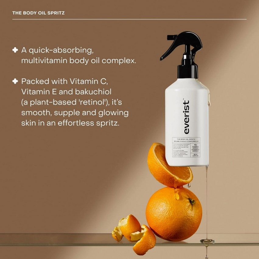 Close-up of the Everist Go & Glow Ritual Set’s textured amber glass jars with white pump dispensers, showcasing detailed