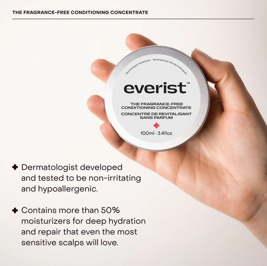 Everist Fragrance Free Conditioning Concentrate – dermatologist-tested, hypoallergenic, sustainable haircare tin