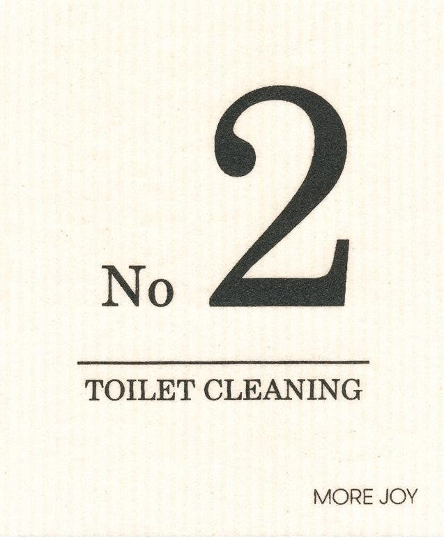 Compostable eco sponge cloth made of cellulose and features in prominent  letters 'toilet cleaning' and 'No 2' in case there was any doubt! replaces paper towel by absorbing 20x its weight in liquid. Size 20 x 17 cm