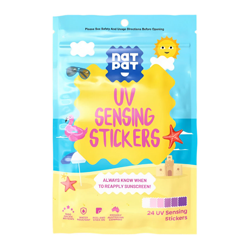 Pack of UV Sensing Stickers with a colorful design on a white background