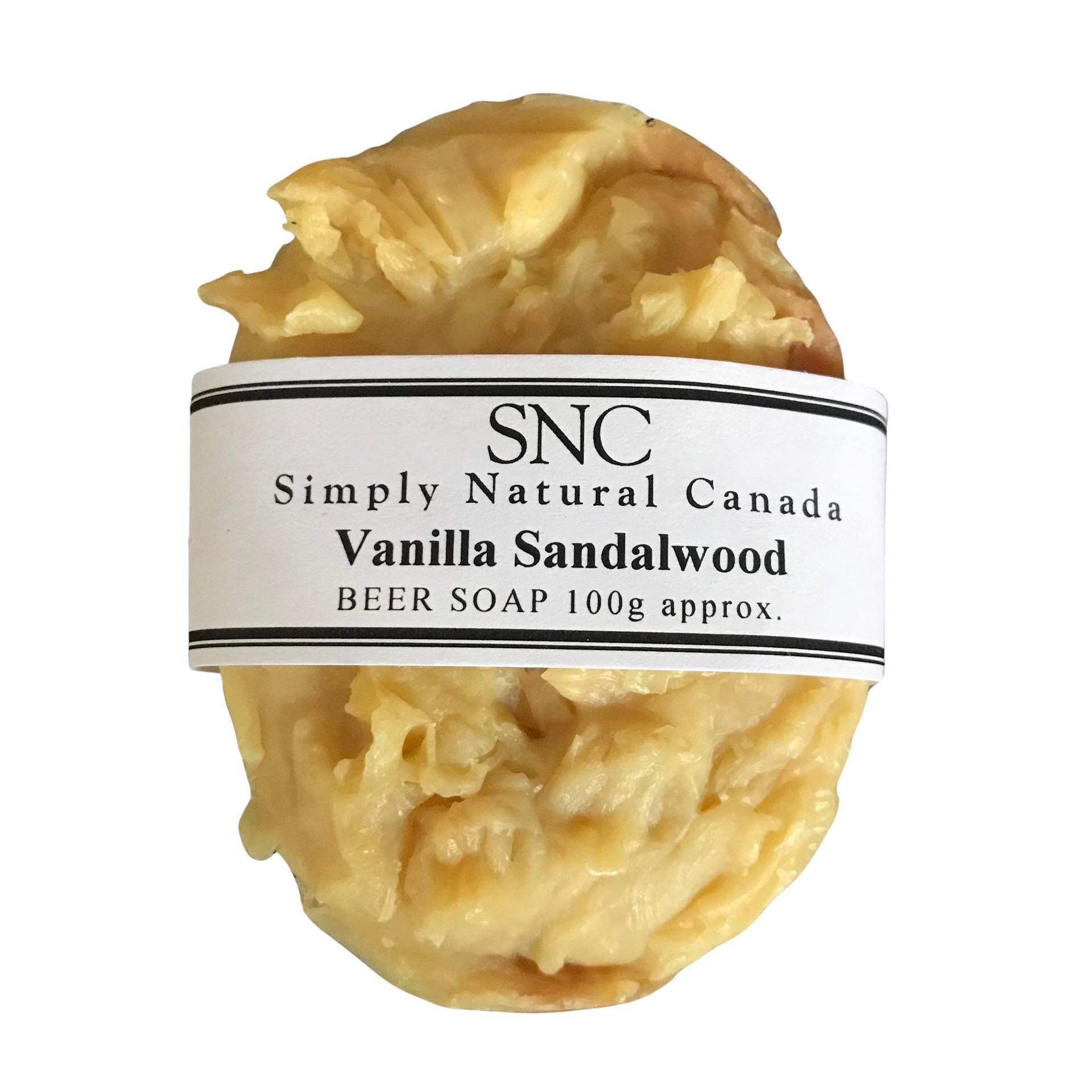 Vanilla sandalwood oval beer soap handcrafted in Canada with local craft beer by Simply Natural Canada