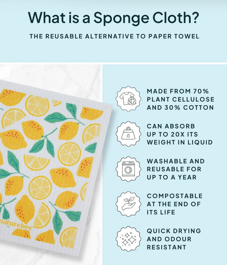 Yellow Swedish Sponge Cloth Set