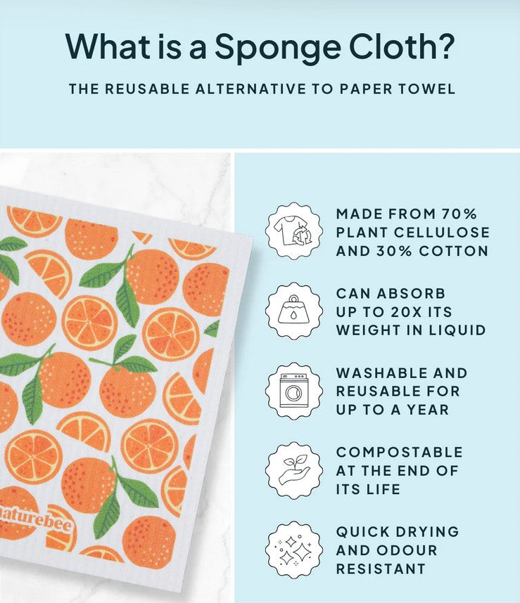 Orange Nature Bee Sponge Cloth Set