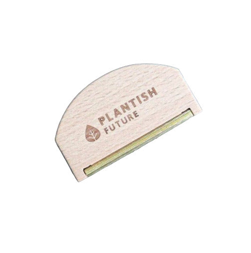Plantish Wooden Lint Remover eco-friendly fabric shaver made from beechwood and brass, reusable lint brush for clothes and furniture