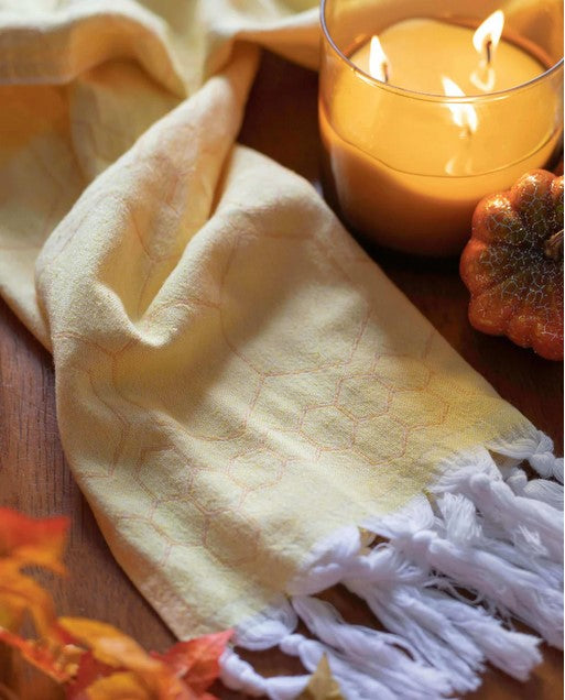 Turkish Cotton Hand Towel - Honeycomb Yellow and Orange