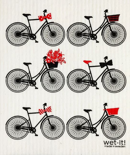  black bicycles with red accents wet it cloth made in sweden