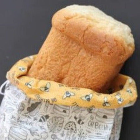 Keep your homemade or bakery bread fresh longer with a reusable Oh Beehive bread bag made in Canada