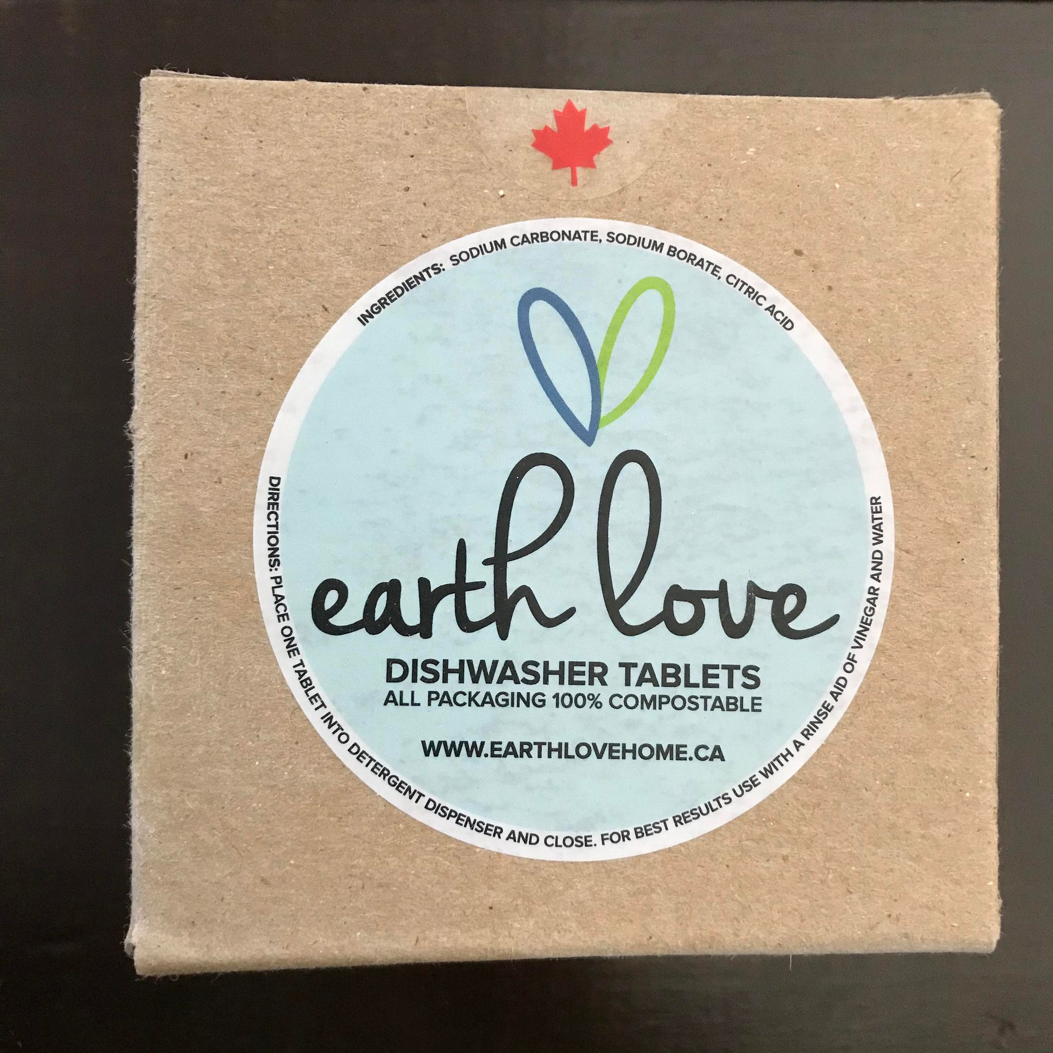 earth love canadian made 75 natural dishwasher tablets with compostable packaging 