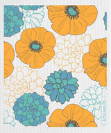 teal succulents and mustard yellow flowers artisan 85 swedish cloth