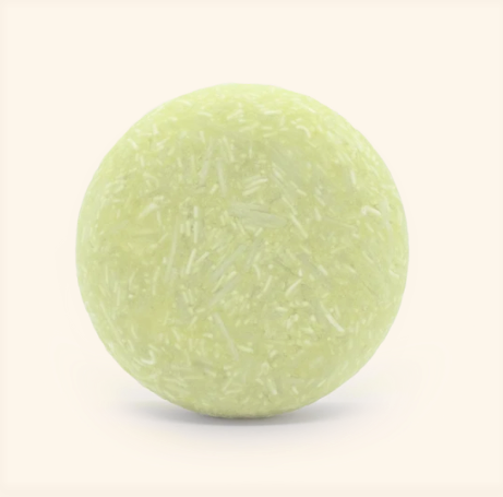 Unpackaged lemongrass sage and bergamot scented shampoo bar for normal balanced hair made in Canada by good juju