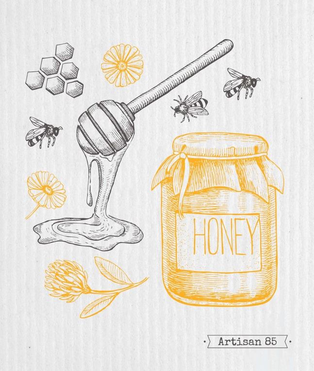 honey and bee themed artisan 85 swedish cloth