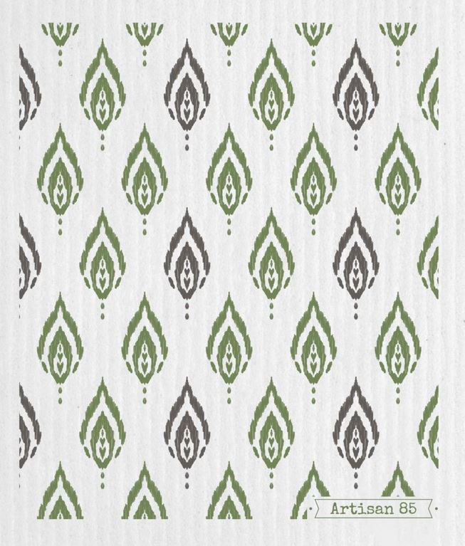 green patterns on white artisan 85 swedish cloth