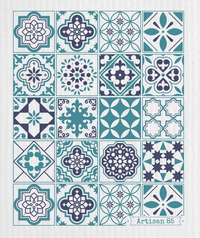 blue tile themed artisan 85 swedish cloth