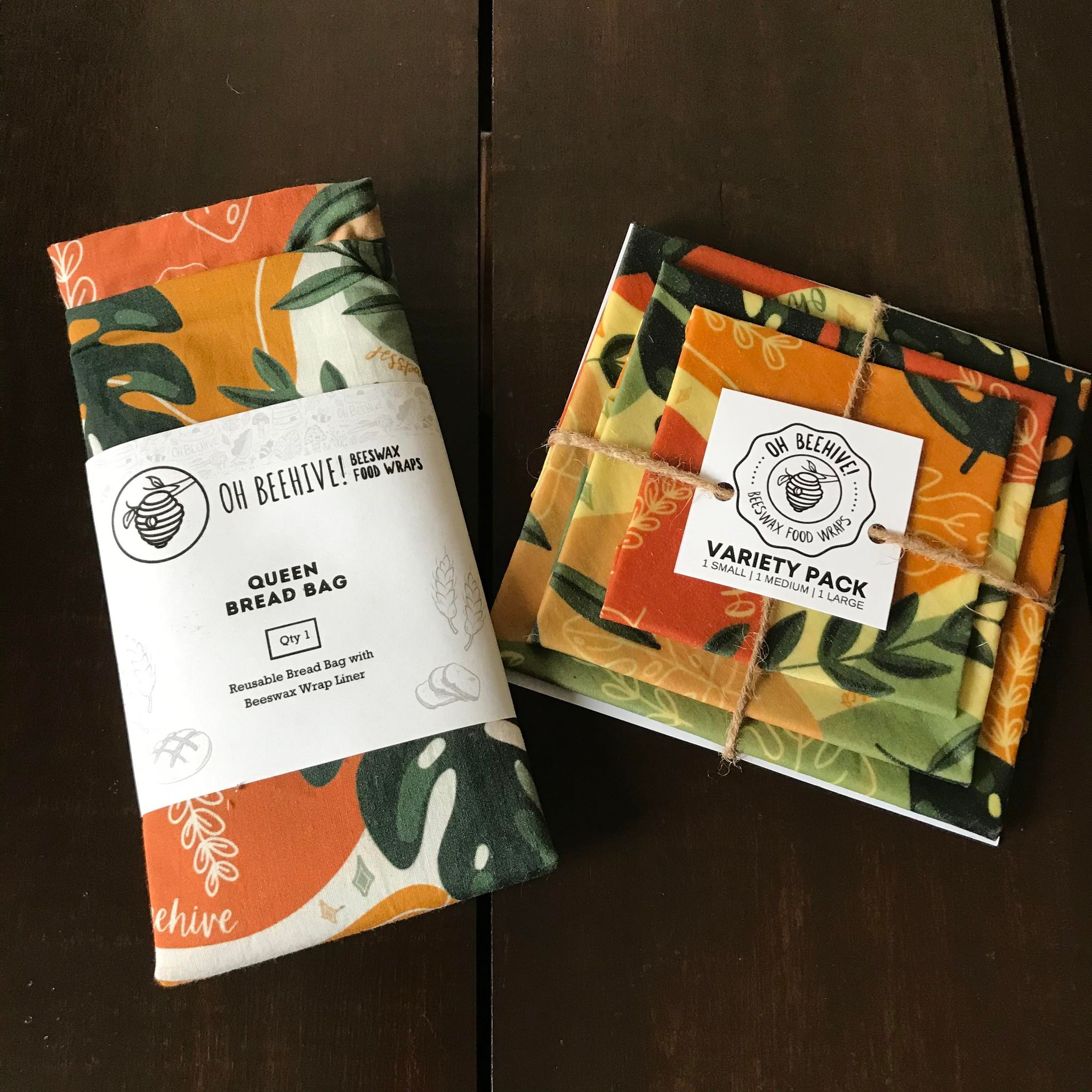  This Boho Monstera Beeswax Wraps and Bread Bag Sets from Oh Beehive Beeswax Food Wraps comes in a fun and colourful plant motif