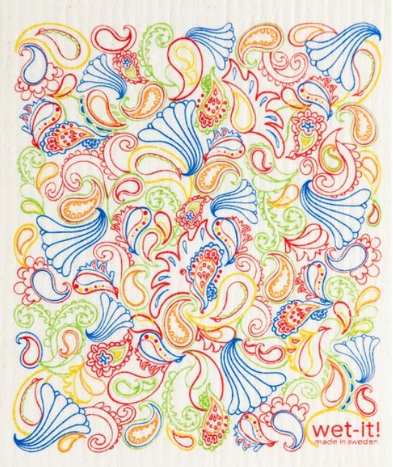 colorful paisley print wet it cloth made in sweden