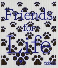 friends for life with paw prints wet it cloth made in sweden