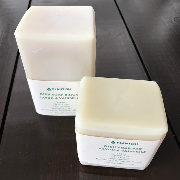 Fragrance free vegan dish soap bars made in Canada by Plantish
