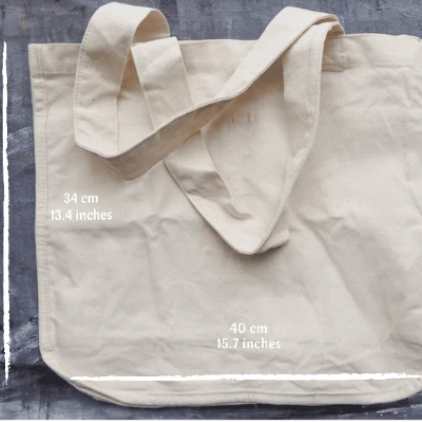 Multi-pocket organic cotton canvas tote bag 34 cm long and 40 cm wide