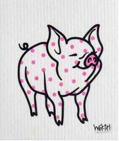 pink polka dot pig wet it cloth made in sweden