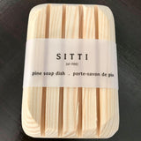 Sitti soap dish tray made of raw pine wood for keeping olive oil soap dry between uses