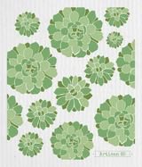 green succulents on white artisan 85 swedish cloth