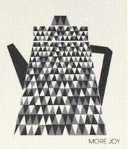 More Joy 20 x 17 cm Swedish cloth with black, white and grey tea pot made up of triangle shapes on a white background