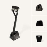 This Black Leaf Razor Stand is designed by Leaf Shave with features like an embedded rubber foot and a drainage hole