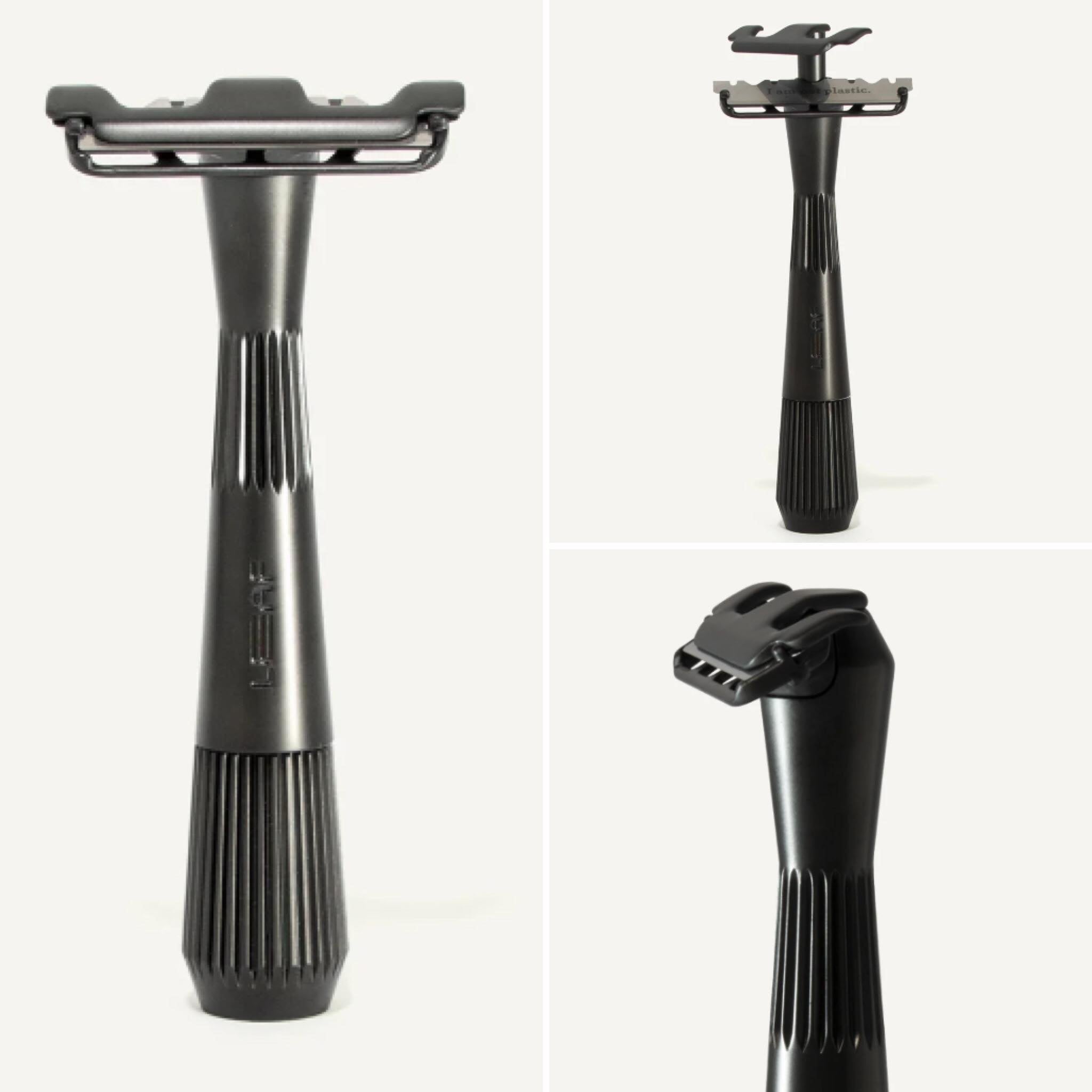The Twig Razor with a black finish is a  single edge razor reimagined for sensitive skin, safe-use, and small places.