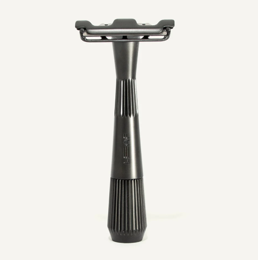 The universally loved single-edge sensitive skin Twig Razor in black made by Leaf Shave