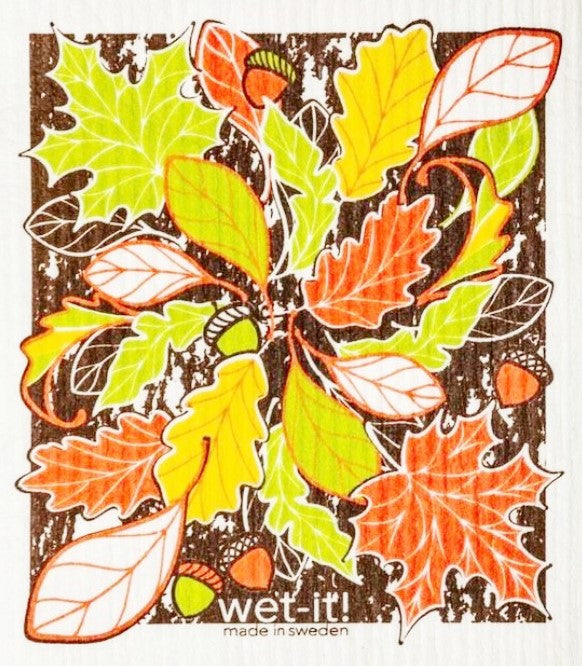 This fall themed Wet-it! Swedish dishcloth is made of high-grade cotton and cellulose pulp with a special weave that make it highly absorbent - up to 16x its weight in liquid!