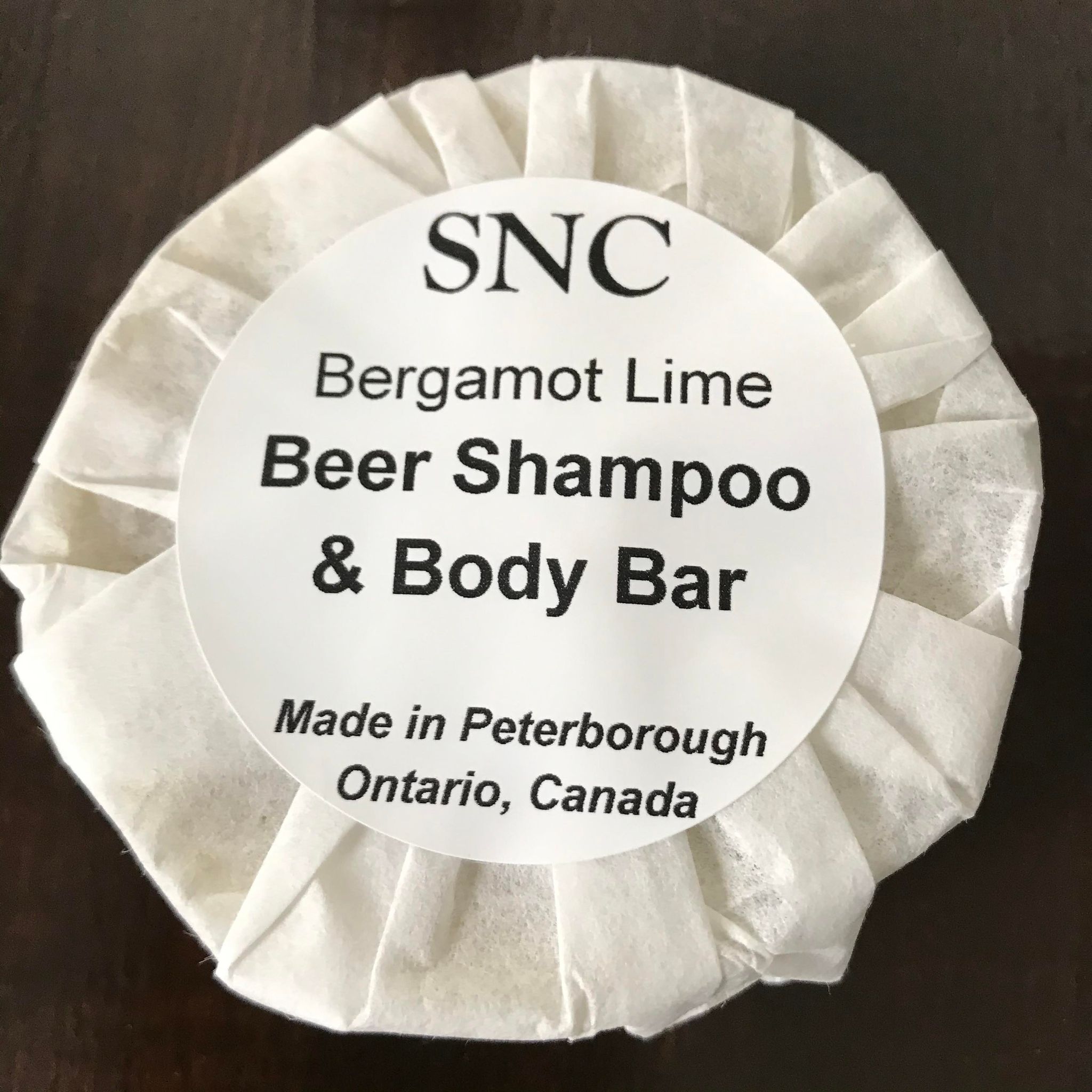 Canadian made Simply Natural Canada SNC bergamot lime essential oil beer shampoo and body bar made in small batches with local craft beer