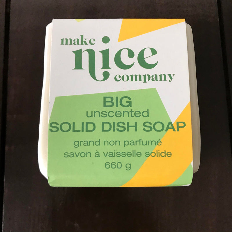 Make Nice Company unscented dish soap cube with compostable wrap made in Canada 