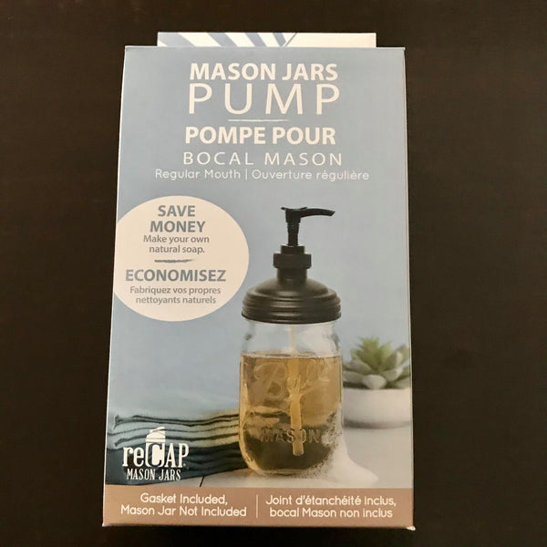 recap adapta pump mason jar lid in black