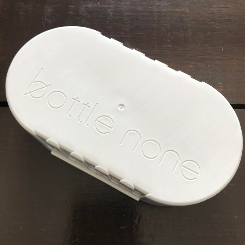 Canadian made white recycled plastic double travel case for Bottle None shampoo and conditioner bars