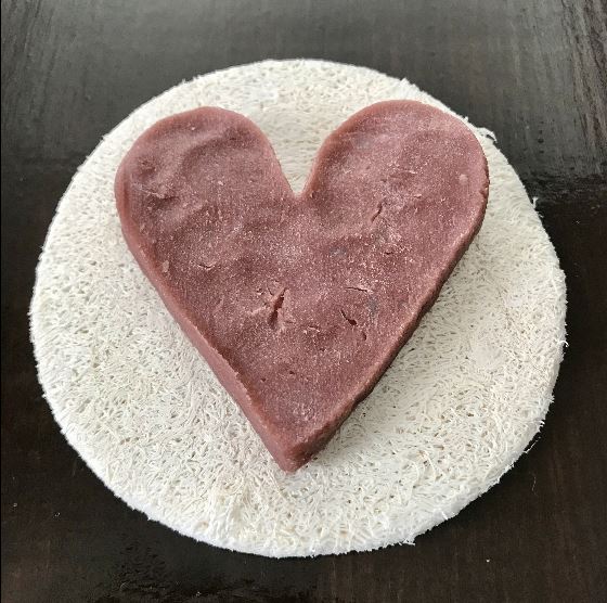 simply natural canada essential oil cider heart soap sample with loofah slice made in canada