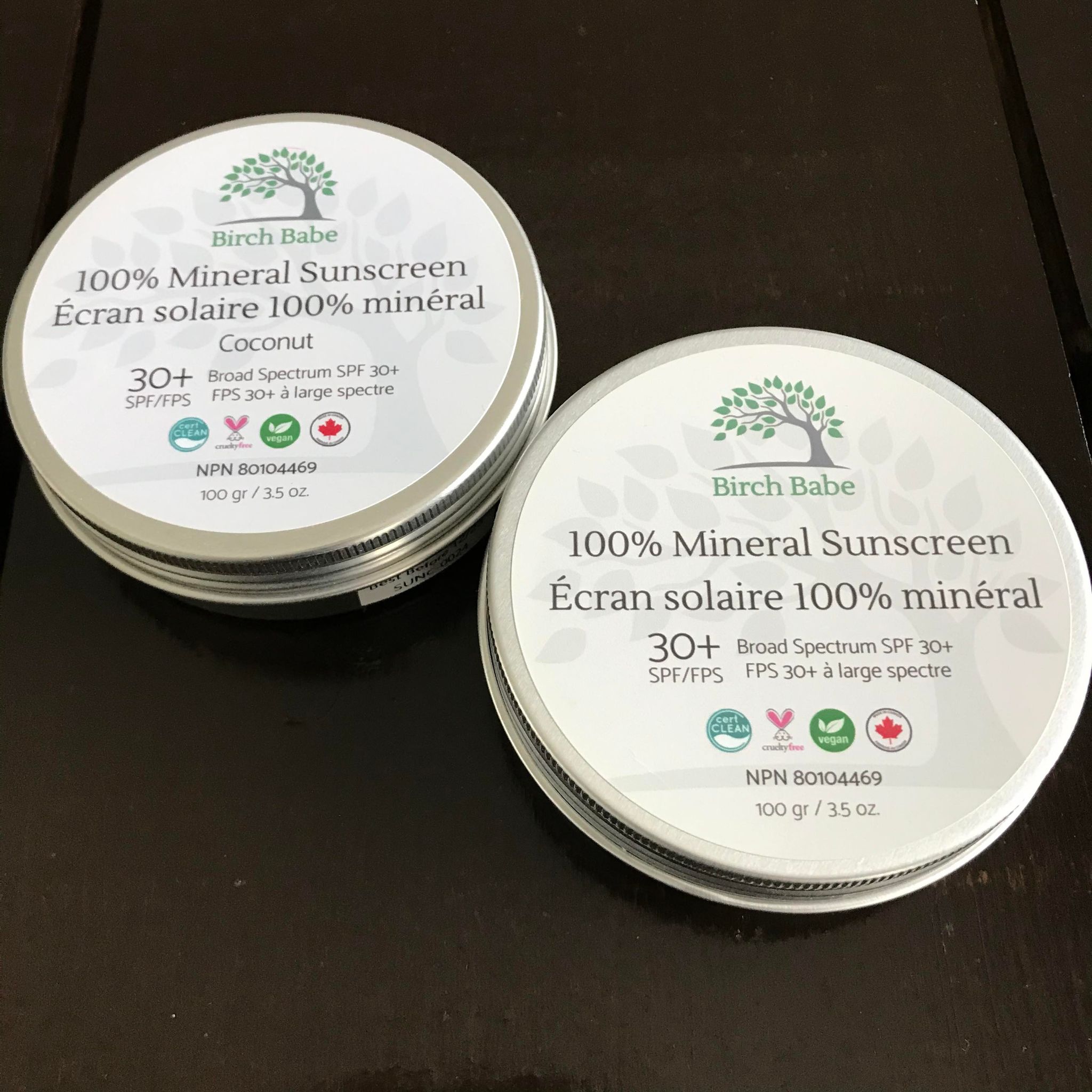Natural mineral suncreen with a broad spectrum spf 30 plus in fragrance free or coconut
