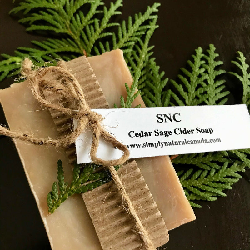 Beige cedar sage essential oil soap made in Canada by Simply Natural Canada with local craft cider