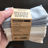 Suave reusable cloth wipes set of 10 made in Canada by Cheeks Ahoy of 100 percent cotton