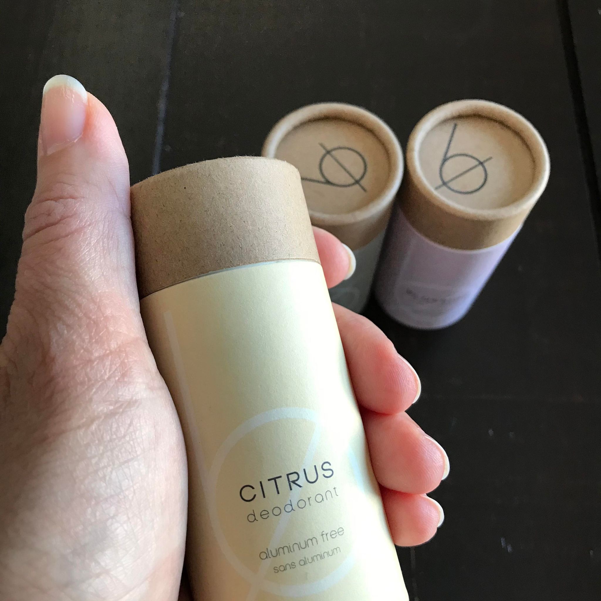 citrus deodorant made in canada by bottle none comes in a compostable brown cardboard tube and is crafted with zinc, baking soda, and therapeutic grade essential oil to neutralize even the strongest of odours