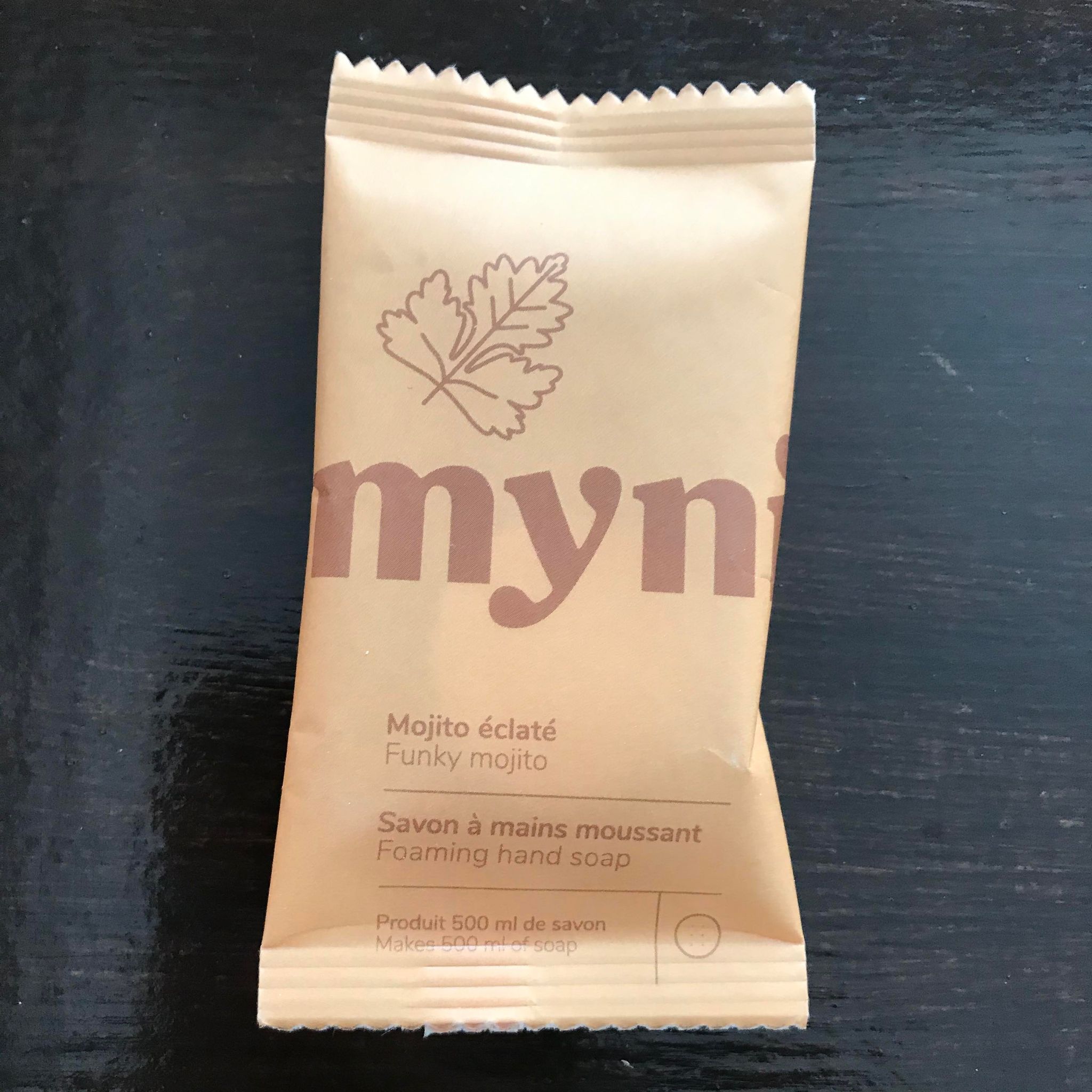 'Funky mojito' lime and cilantro scented foaming hand soap concentrate in compostable pouch made in canada by myni