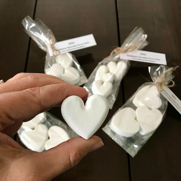 heart shaped eucalyptus spearmint shower steamer melts made in canada by simply natural canada