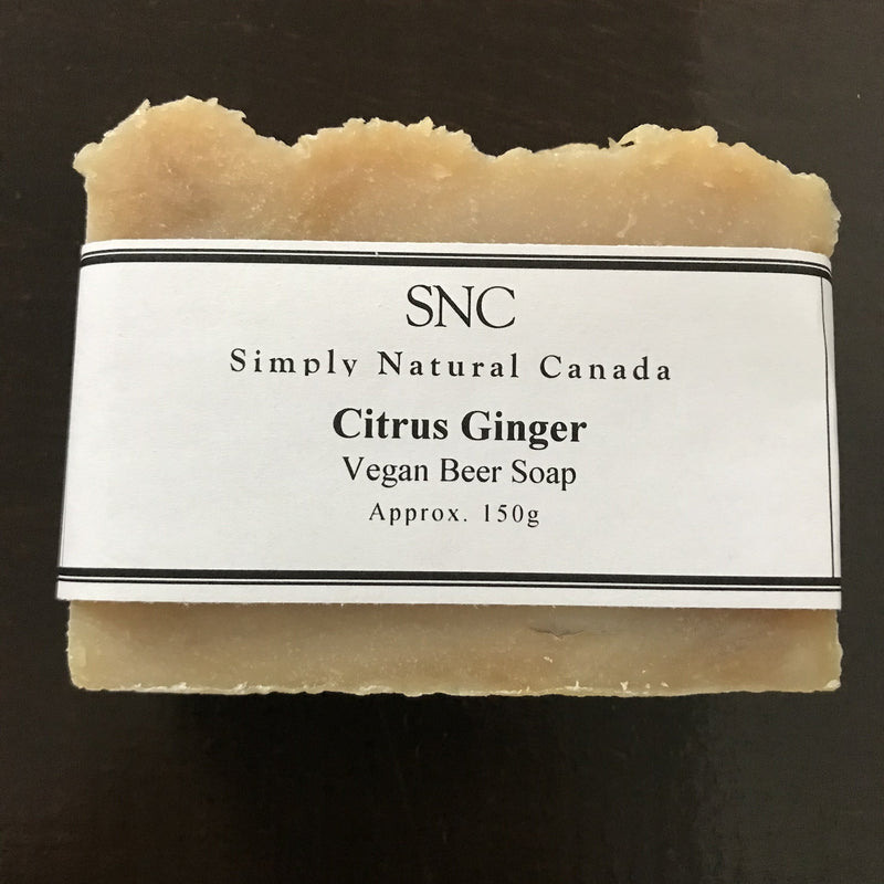 handcrafted citrus ginger rectangle vegan beer soap bar made in canada