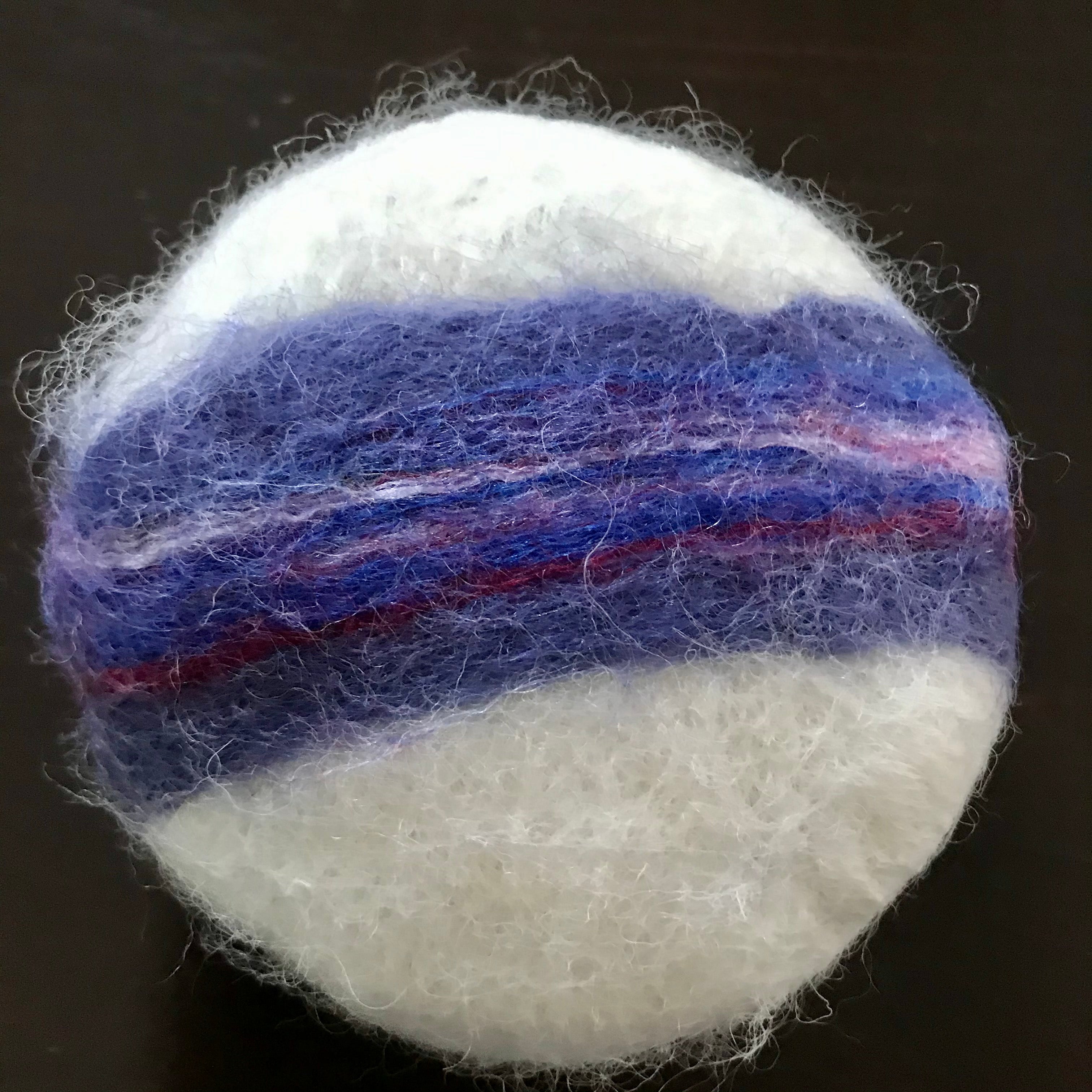 round lavender hand felted soap in purple shades