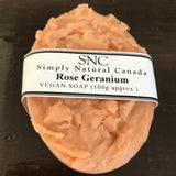 oval rose geranium natural essential oil vegan soap made in canada