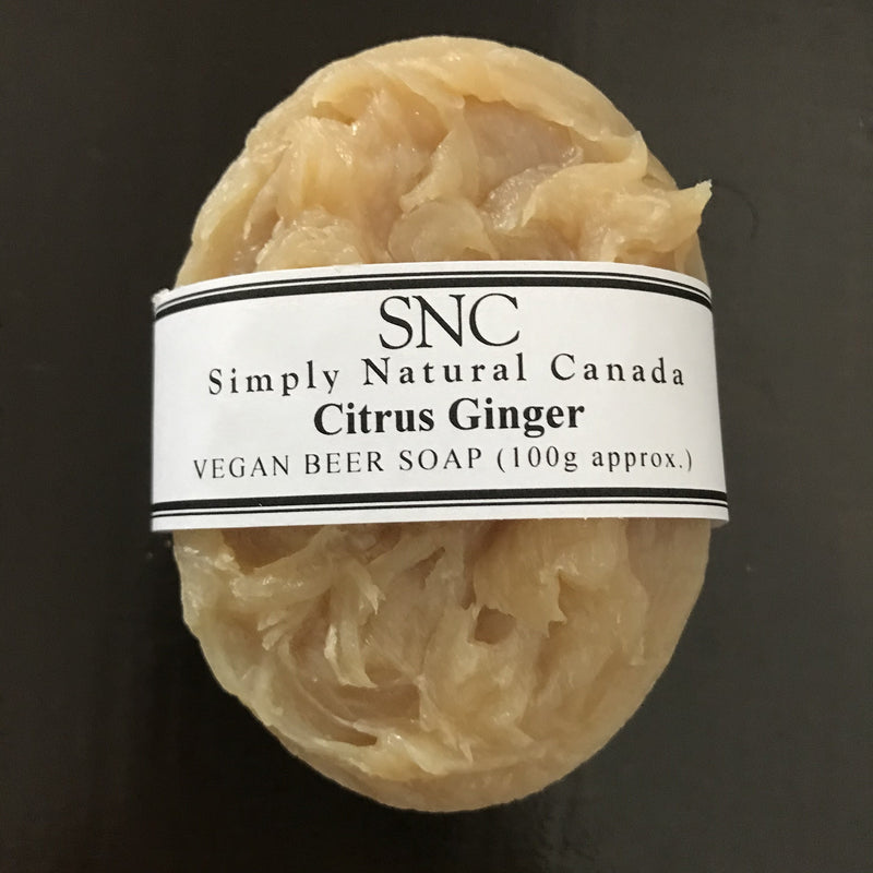 citrus ginger oval vegan beer soap made in canada