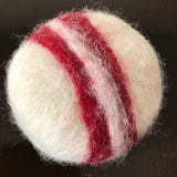 red and white hand felted round lavender soap made in canada