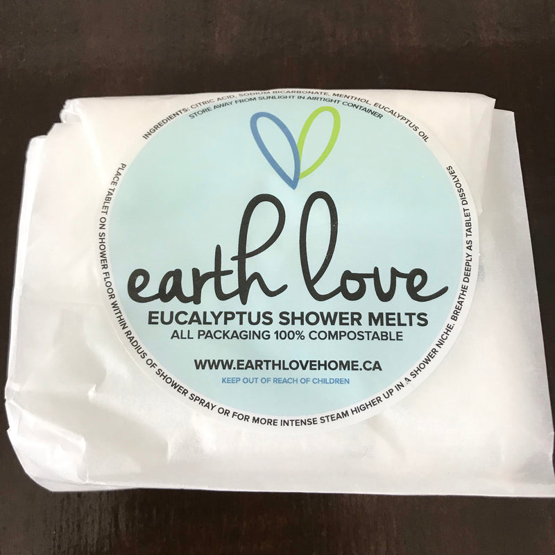 6 pack of eucalyptus shower steamer melts made in canada in compostable packaging 