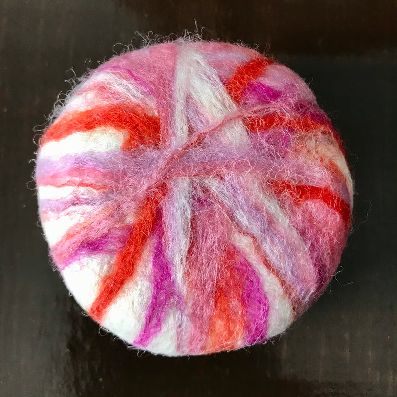 hand felted round fruit wine soap handcrafted in canada