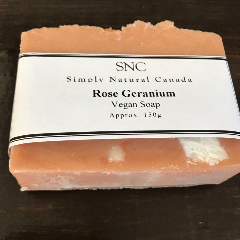 canadian made essential oil natural rose geranium vegan soap