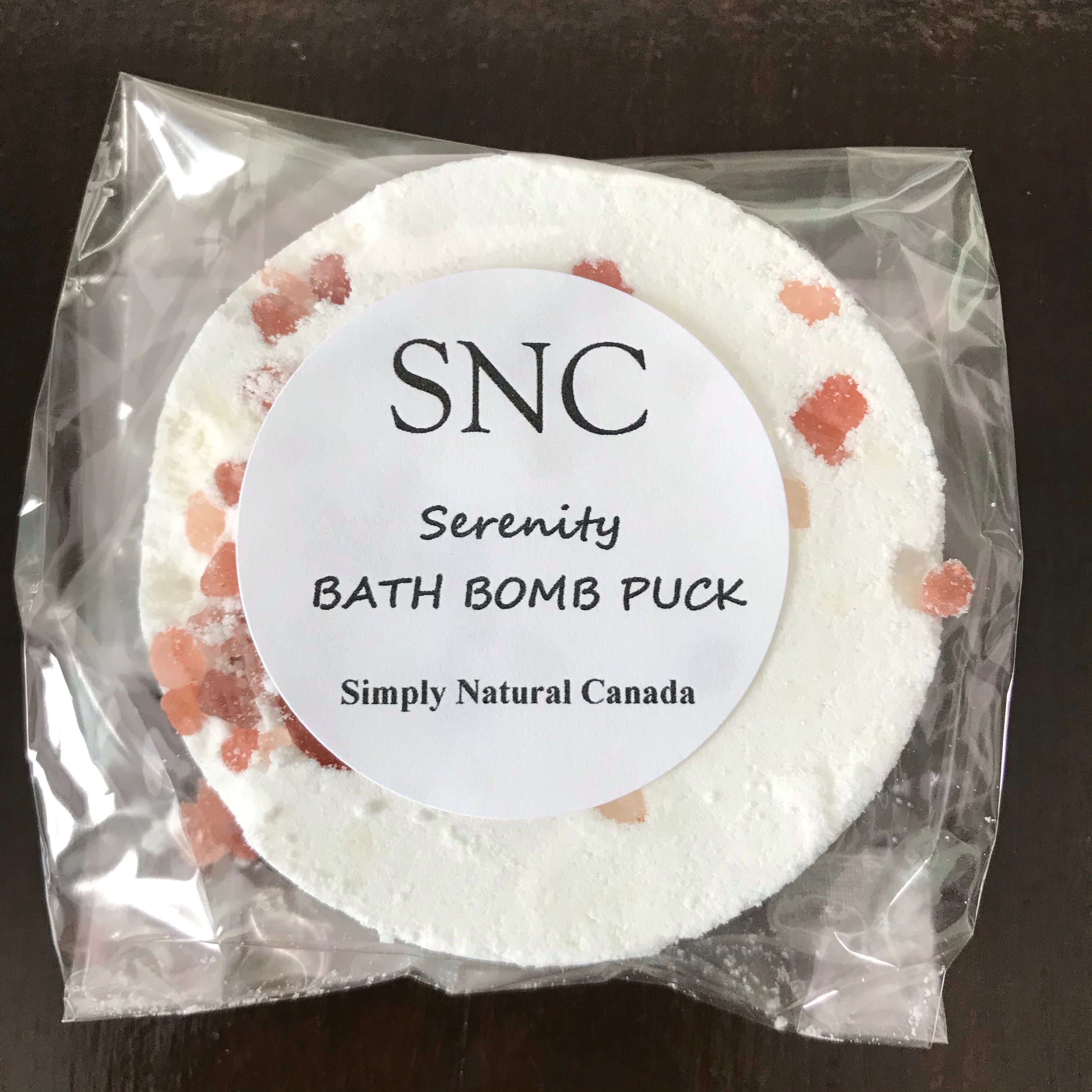 serenity natural essential oil bath bomb puck made in canada